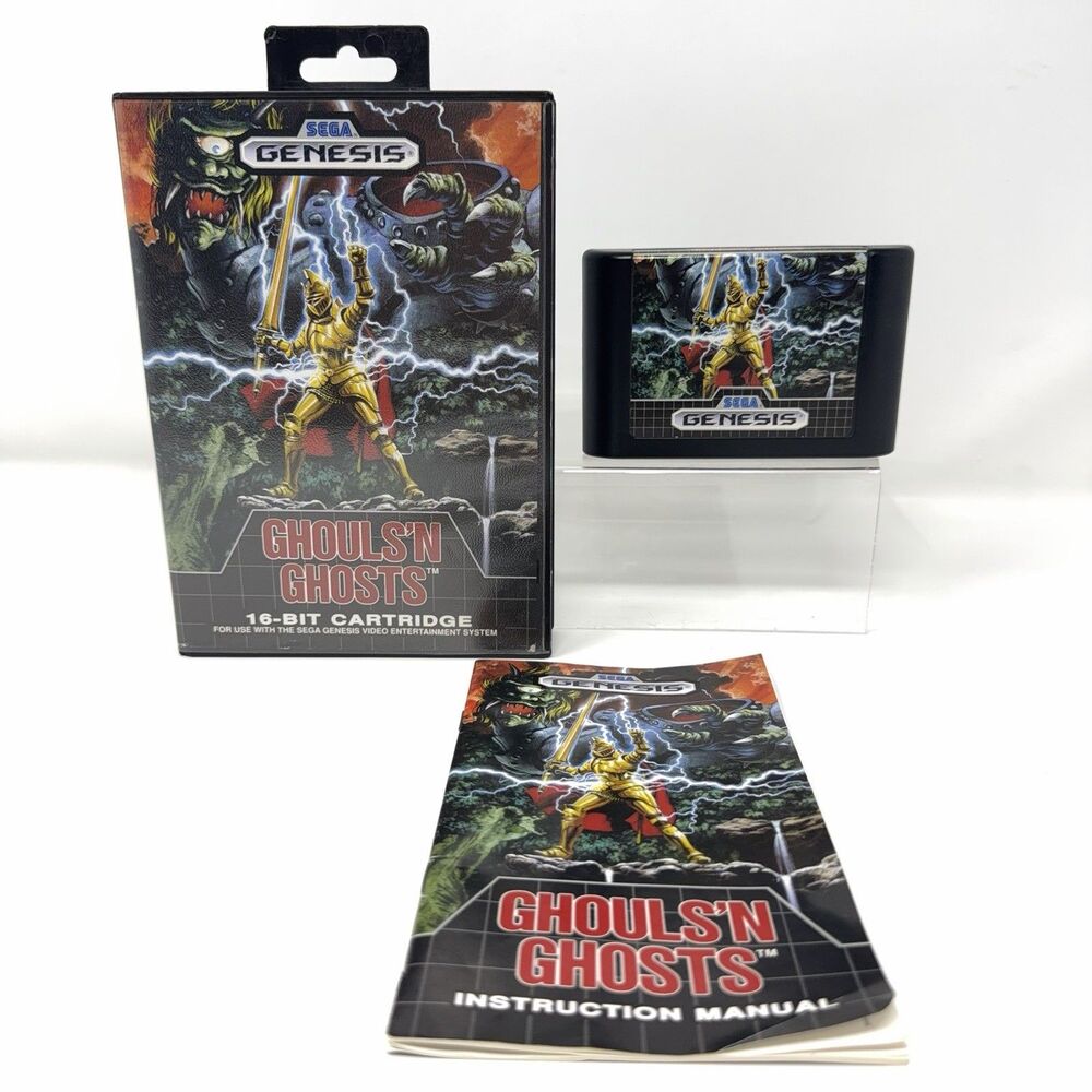 Ghouls n Ghosts Sega Genesis 1989 Complete CIB Refurbished Tested